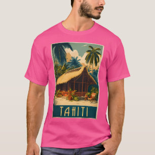 Camiseta Tahiti Polinesia Francesa Poster de Viajes Vintage