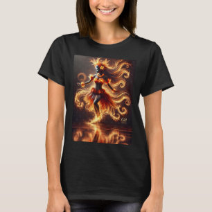 Camiseta Tahiti Una Mujer En El Pegatina De Fuego