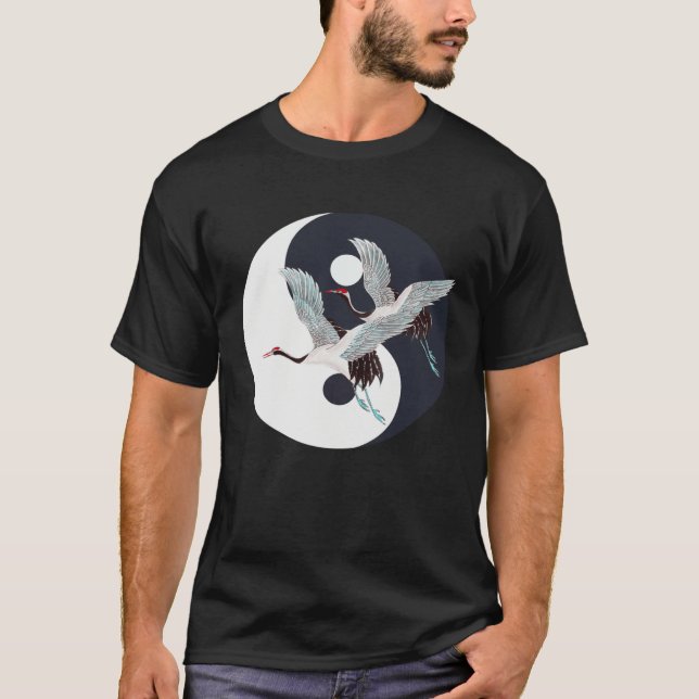 Camiseta Tai Chi White Crane Yin Yang Qi Gong Chinese White (Anverso)