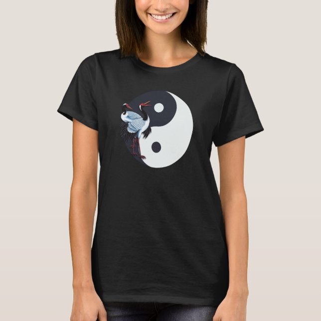Camiseta Tai Chi White Crane Yin Yang Qi Gong Chinese White (Anverso)