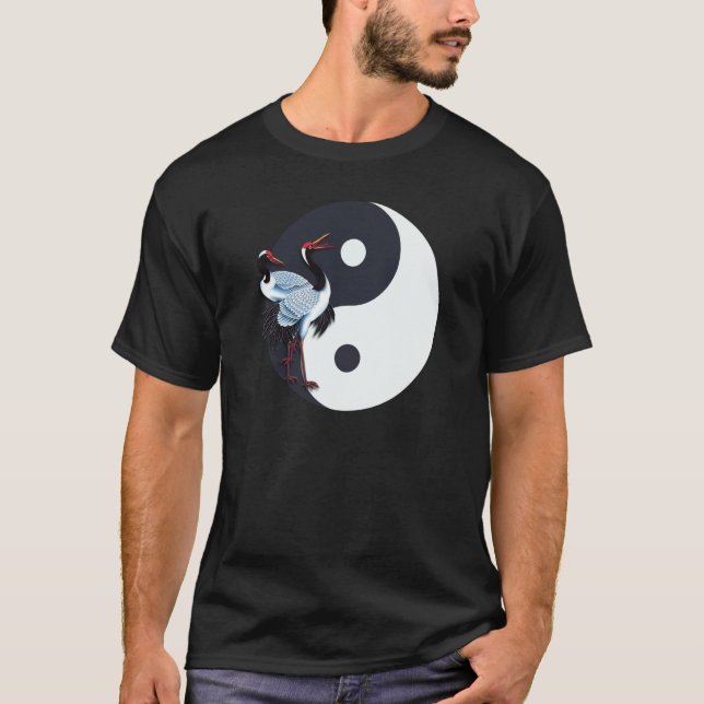 Camiseta Tai Chi White Crane Yin Yang Qi Gong Chinese White (Anverso)