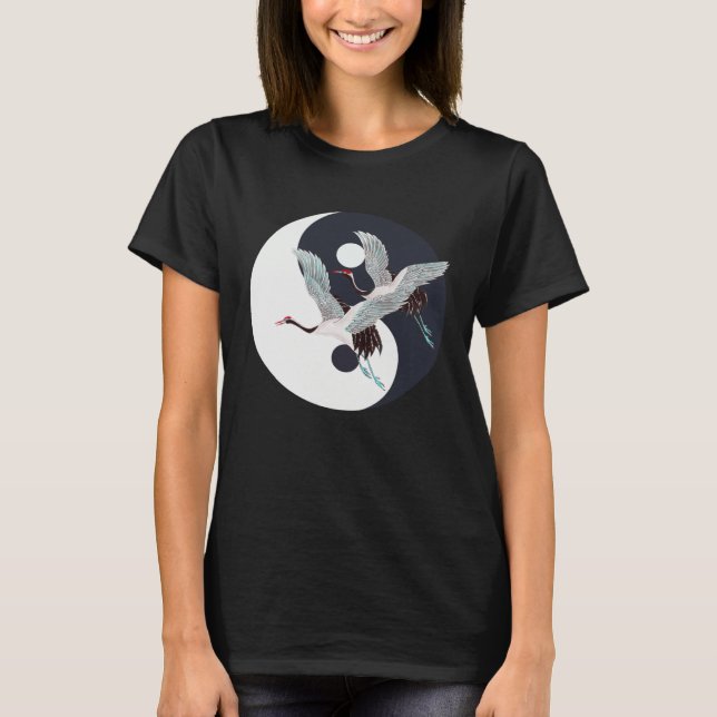 Camiseta Tai Chi White Crane Yin Yang Qi Gong Chinese White (Anverso)
