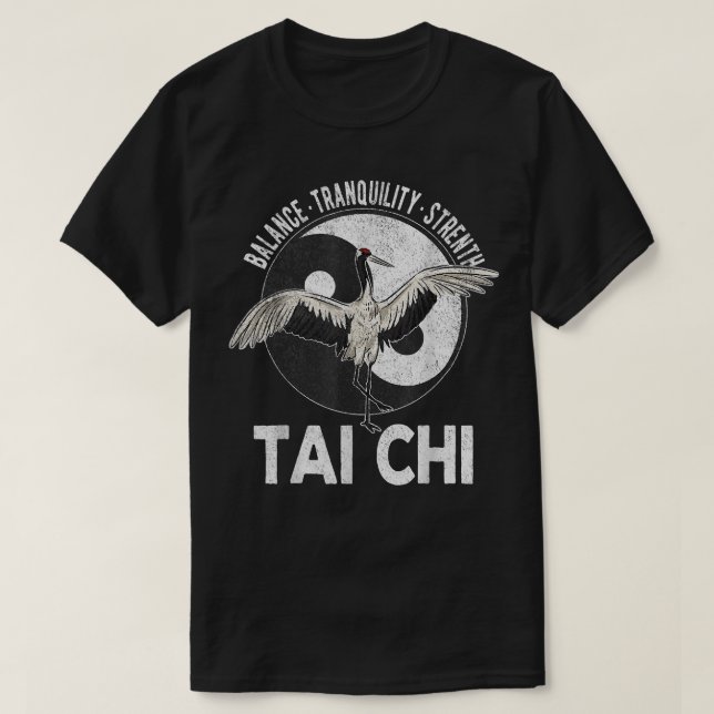 Camiseta Tai Chi Yin Yang Crane Retro de artes marciales ch (Diseño del anverso)