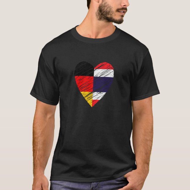 Camiseta Tailandia Alemania Corazón Bandera Alemana Bandera (Anverso)