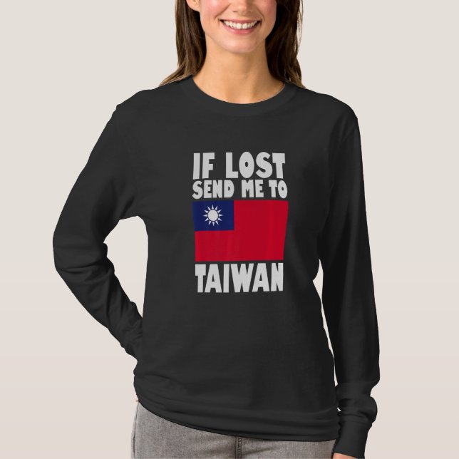 Camiseta Taiwan Flag Design  If lost send me to Taiwan Prem (Anverso)