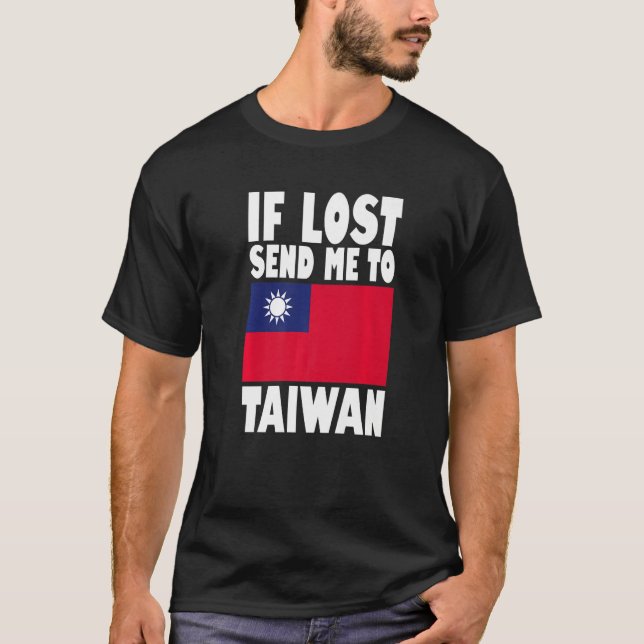 Camiseta Taiwan Flag Design  If lost send me to Taiwan Prem (Anverso)