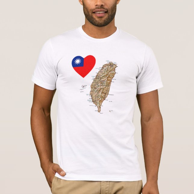 Camiseta Taiwan Flag Heart and Map T-Shirt (Anverso)