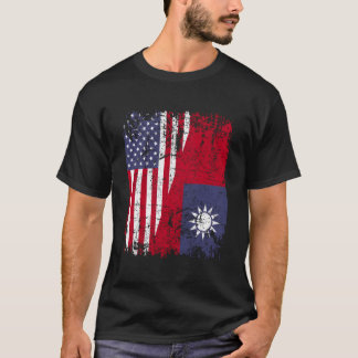 Camiseta Taiwanese Roots Half American Flag Usa Taiwan Flag