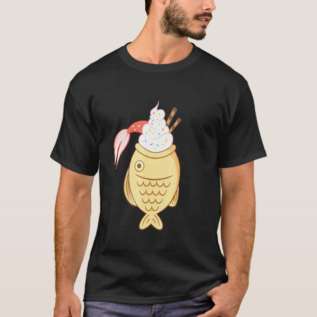 Camiseta Taiyaki Fish Koi Pescado Crema japonesa de hielo W (Anverso)