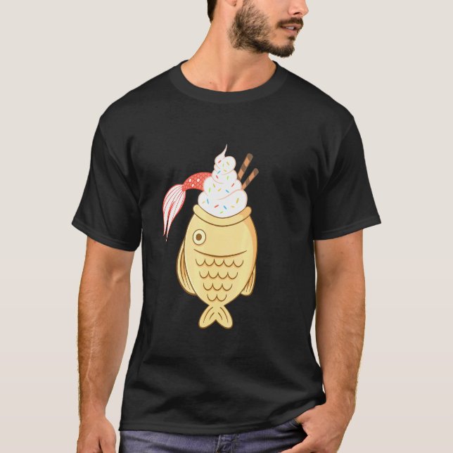 Camiseta Taiyaki Fish Koi Pescado Crema japonesa de hielo W (Anverso)
