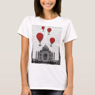 Camiseta Taj Mahal and Red Hot Air Balloons