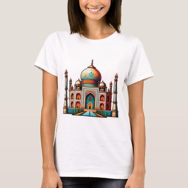 Camiseta Taj Mahal en un diseño decorativo (Anverso)