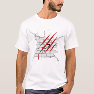 Camiseta Tajo de Garra de Monstruo en Pared Agrietada