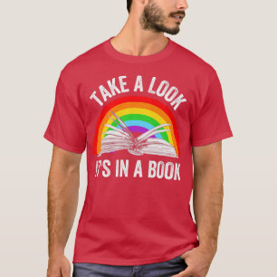 Camiseta Take A Look Its In A Book Reading Cute Rainbow Boo