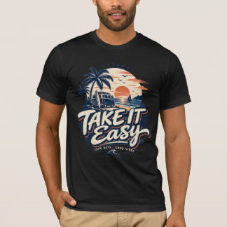 Camiseta Take It Easy Slow Days Good Vibes Vintage Beach Tr