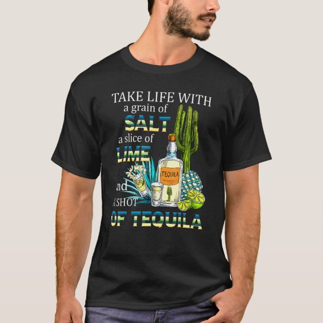 Camiseta Take Life With Salt Lime Tequila Cocktail Bartende (Anverso)