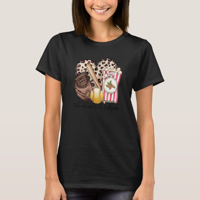 Camiseta Take Me Out To The Ball Game Leopard Heart Basebal (Anverso)