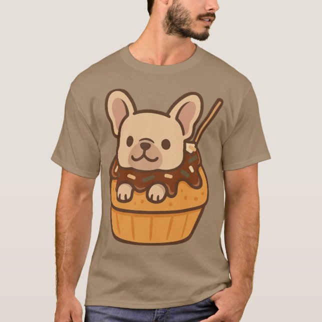 Camiseta Takoyaki Frenchie Kawaii Japanese Snack Dog Sticke (Anverso)