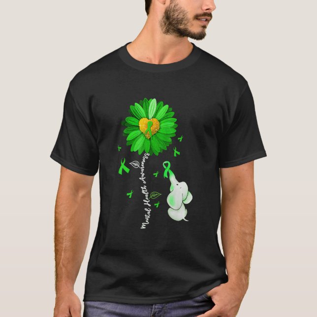 Camiseta Tal Health Awareness Green Ribbon Elephant (Anverso)