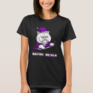 Camiseta Tal Vez Nunca Asexualidad Gato Enojado Bandera Ase