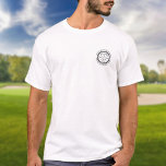 Camiseta Taladro personalizado para golfistas en un solo go<br><div class="desc">Con un diseño retro clásico con efecto de sello antiguo. Personalice el nombre del golfista,  el número de taladro de la ubicación y la fecha para crear un gran placer para celebrar ese fantástico hoyo de golf en uno. Diseñado por Thisisnotme©</div>