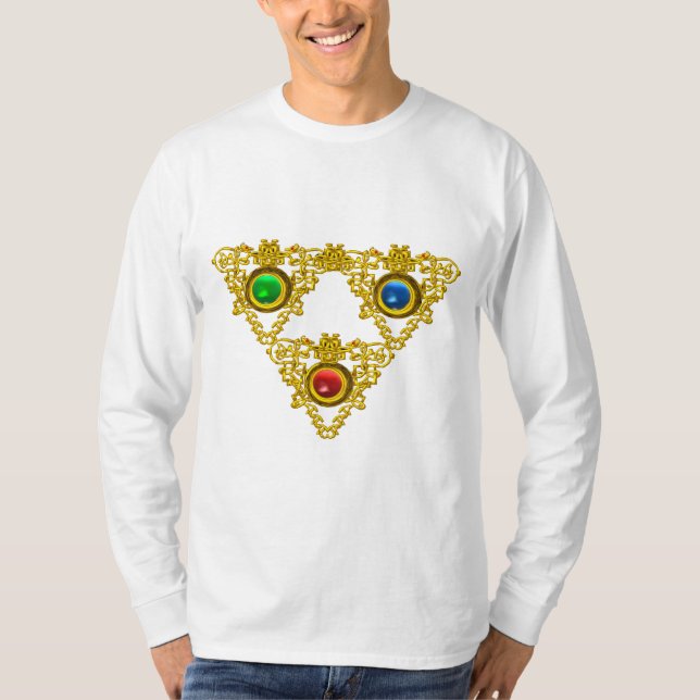 CAMISETA TALISMAN MAGIC ELFIC/TRIÁNGULO ORO CON GEMSTONES (Anverso)