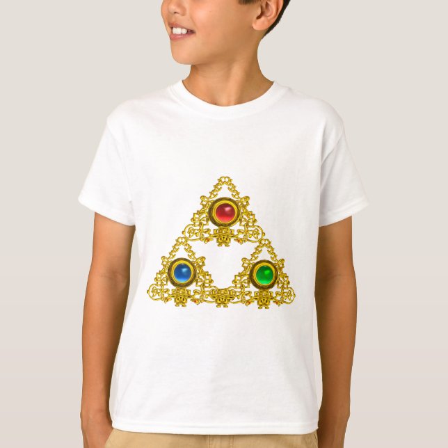 CAMISETA TALISMAN MAGIC ELFIC/TRIÁNGULO ORO CON GEMSTONES (Anverso)