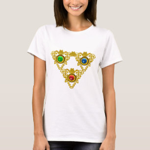 CAMISETA TALISMAN MAGIC ELFIC/TRIÁNGULO ORO CON GEMSTONES