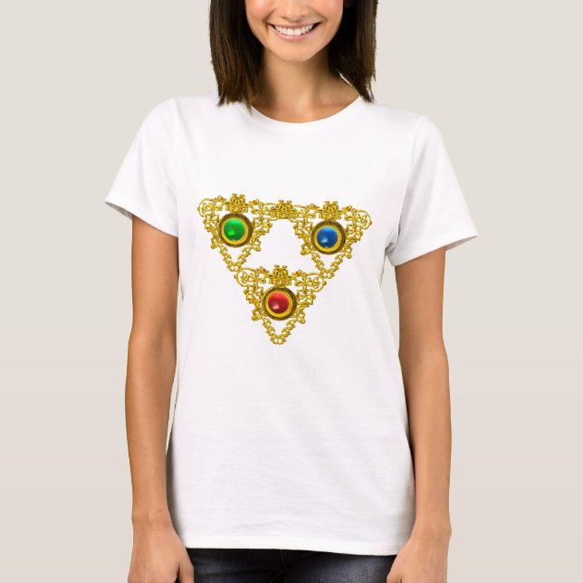 CAMISETA TALISMAN MAGIC ELFIC/TRIÁNGULO ORO CON GEMSTONES (Anverso)