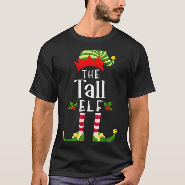 Camiseta Tall Christmas Elf Matching Pajama X-mas Party  (Anverso)