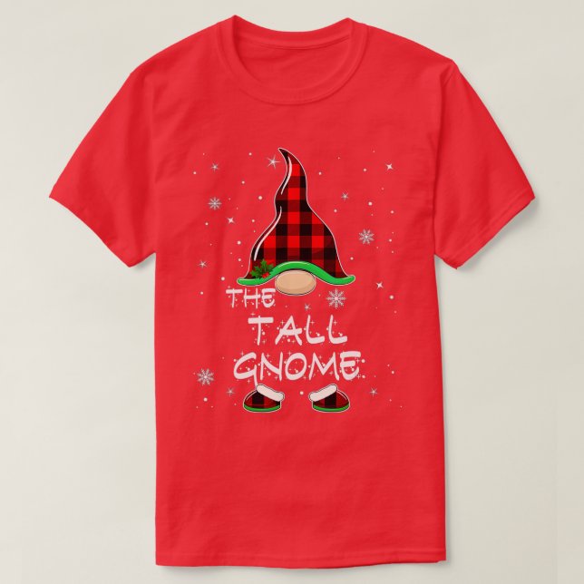 Camiseta Tall Gnome Buffalo Plaid Matching Family Christmas (Diseño del anverso)