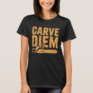 Camiseta Talla de madera divertida con motosierra chiste ta
