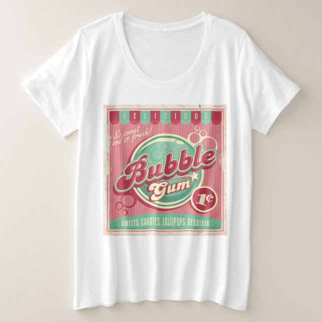 Camiseta talla grande Bubble Gum Plus (Anverso del diseño)