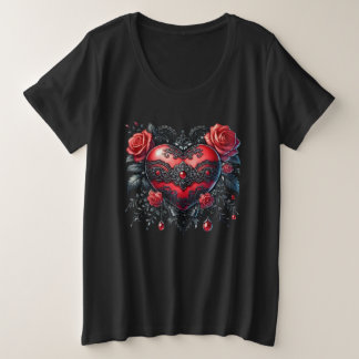 Camiseta talla grande Gothic Heart San Valentín
