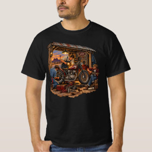 Camiseta Taller de motocicletas antiguas Retro Americana Ho