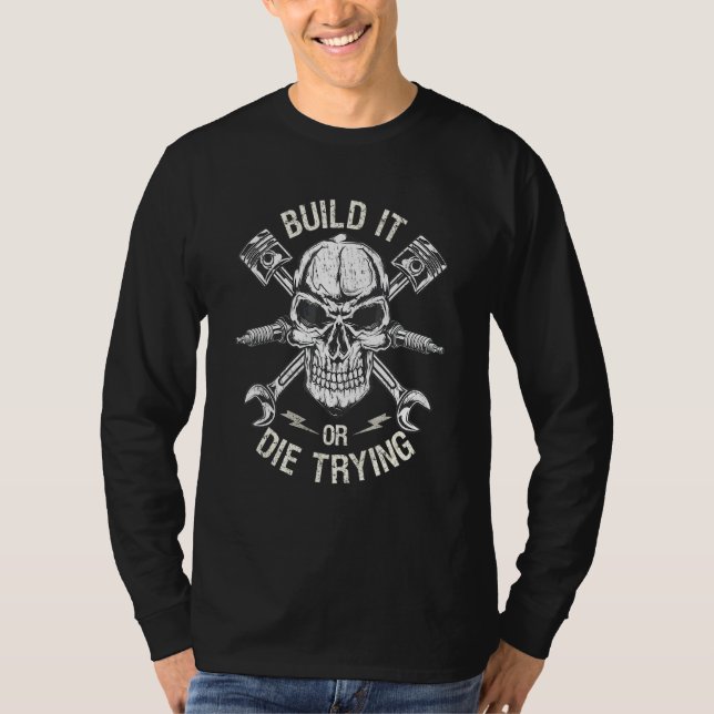 Camiseta Taller mecánico llave personalizada Construir coch (Anverso)