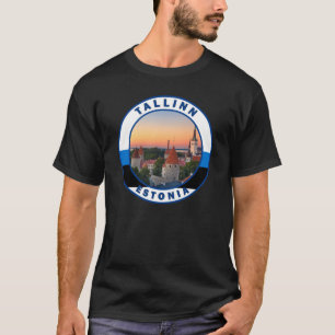 Camiseta Tallín Estonia Retro Viaje Arte Círculo Vintage