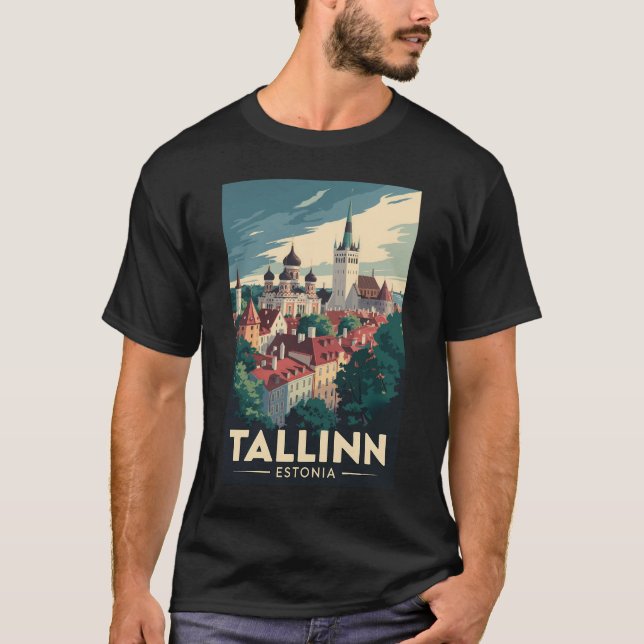 Camiseta Tallín Estonia Viaje arte Vintage (Anverso)