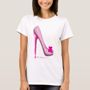 Camiseta Talón de la cinta del rosa de la conciencia del
