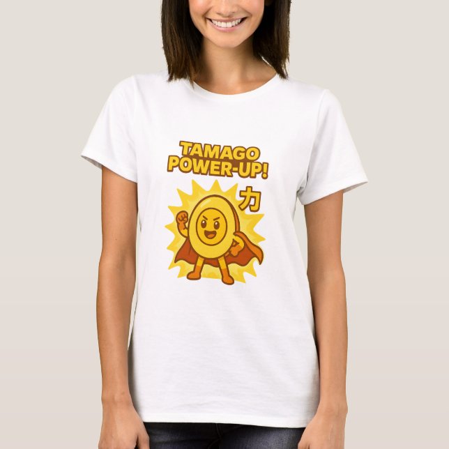 Camiseta Tamago Power-Up! – Playful Japanese Food Doodle (Anverso)