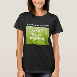 Camiseta tamaño adulto, negro, imagen de granja propia y te