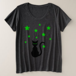 Camiseta tamaño Camiseta Black Cat Stars Plus