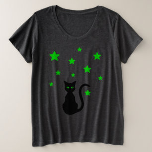Camiseta tamaño Camiseta Black Cat Stars Plus