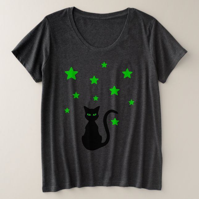 Camiseta tamaño Camiseta Black Cat Stars Plus (Anverso del diseño)
