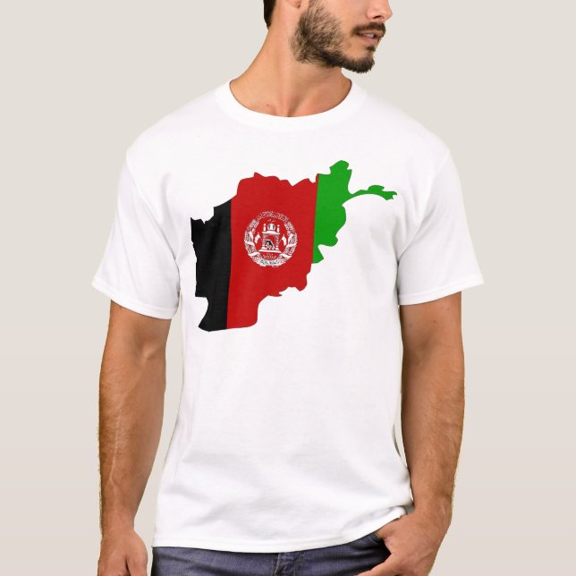 Camiseta Tamaño completo del mapa de la bandera de Afganist (Anverso)