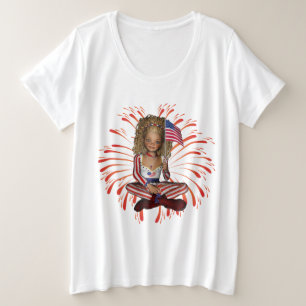 Camiseta tamaño Cuarto de julio más con bandera