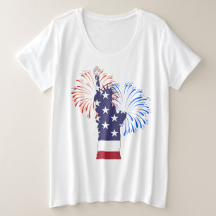 Camiseta tamaño Cuarto de julio más con estatua