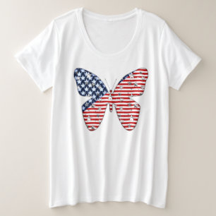 Camiseta tamaño cuarto de julio más con mariposa