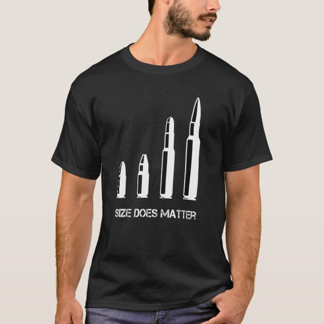Camiseta Tamaño de municiones y armas importa balas y cañon (Anverso)