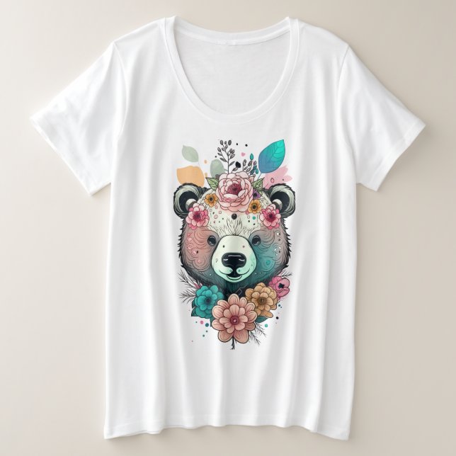 Camiseta tamaño T-Flower Plus Bear (Anverso del diseño)